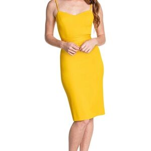 🌻 Dress the Population Canary Yellow Midi Dress, Large
